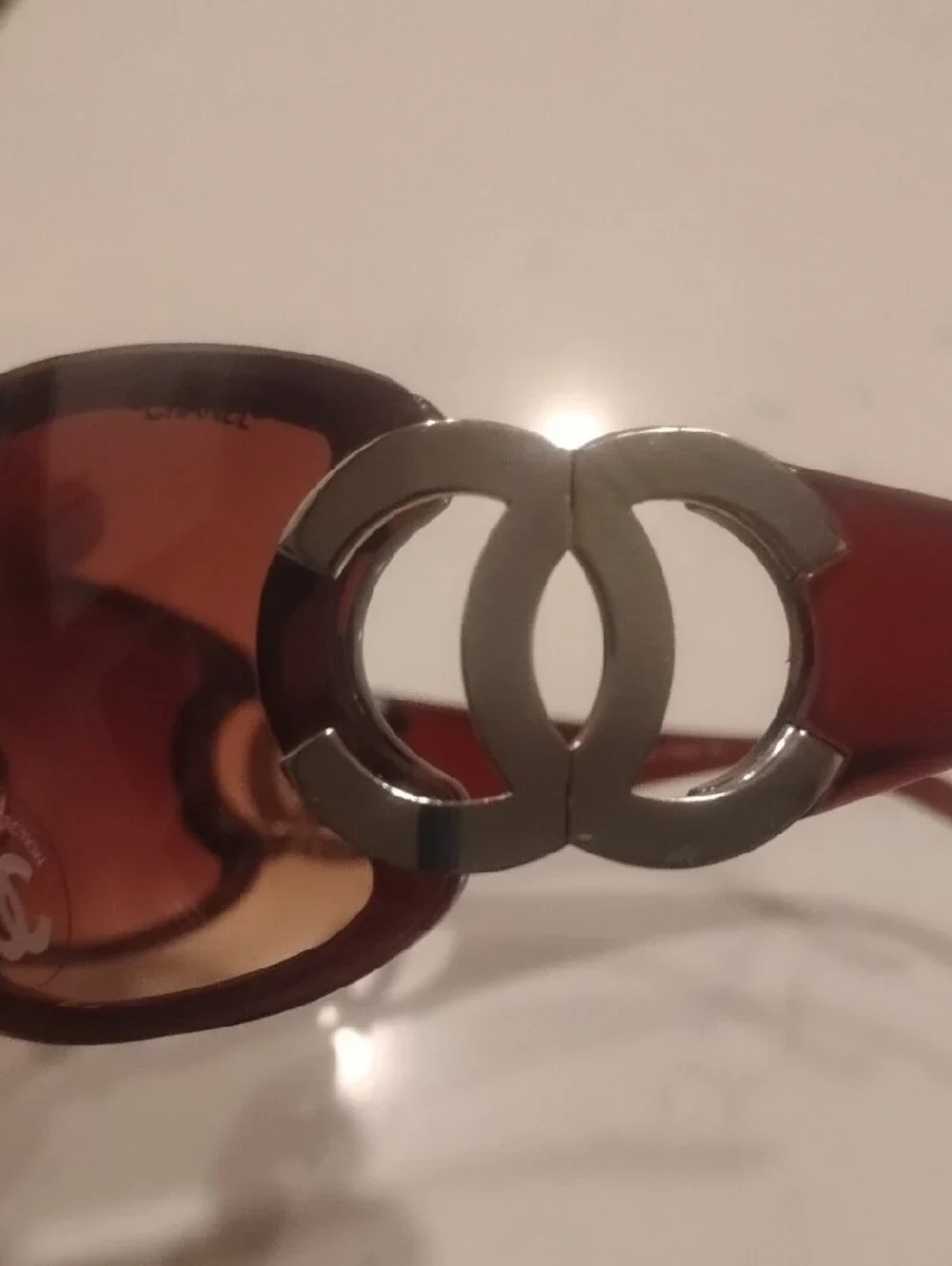 CHANEL Brown Gradient Shield Sunglasses with Silver CC Accents